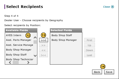 Select dealer users by geography, step 4 of 4.